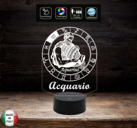 Lampada a led 7 colori selezionabili SEGNO ZODIACALE  ACQUARIO Idea regalo personalizzata da tavolo o scrivania ASTROLOGIA Luce notturna Cambia colore - Lampada LED - Segno zodiacale