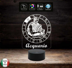Lampada a led 7 colori selezionabili SEGNO ZODIACALE  ACQUARIO Idea regalo personalizzata da tavolo o scrivania ASTROLOGIA Luce notturna Cambia colore - Lampada LED - Segno zodiacale
