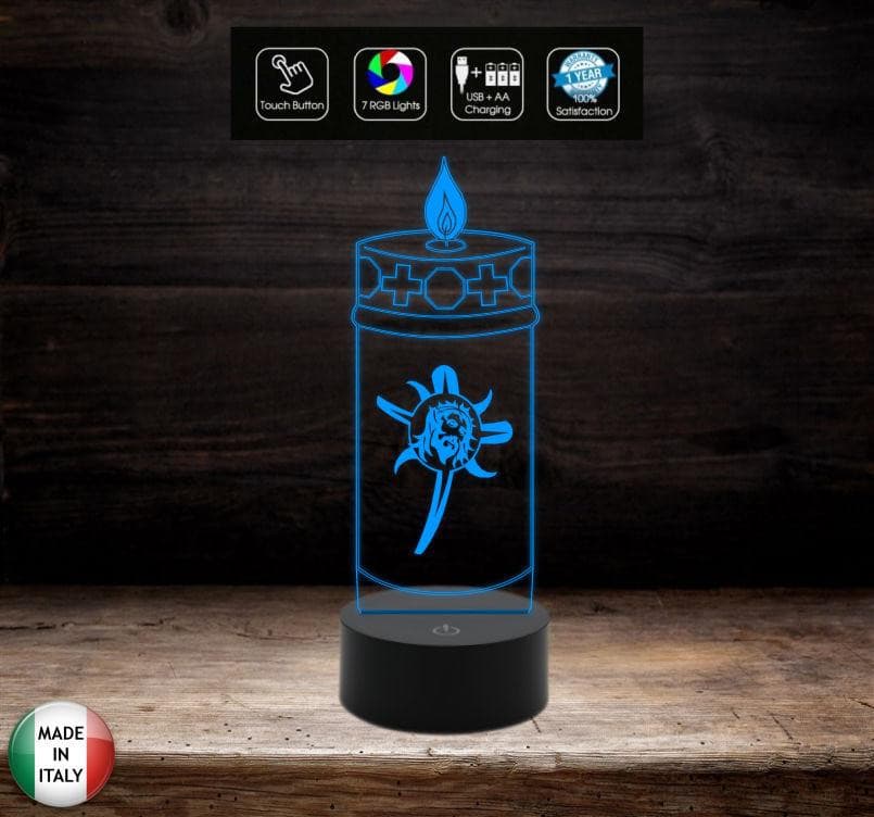 Lampada a led funebre 7 colori funeraria Cero Accessorio per cimitero o casa Lume sacro arte sacra da tavolo - Lampada LED - Funebri