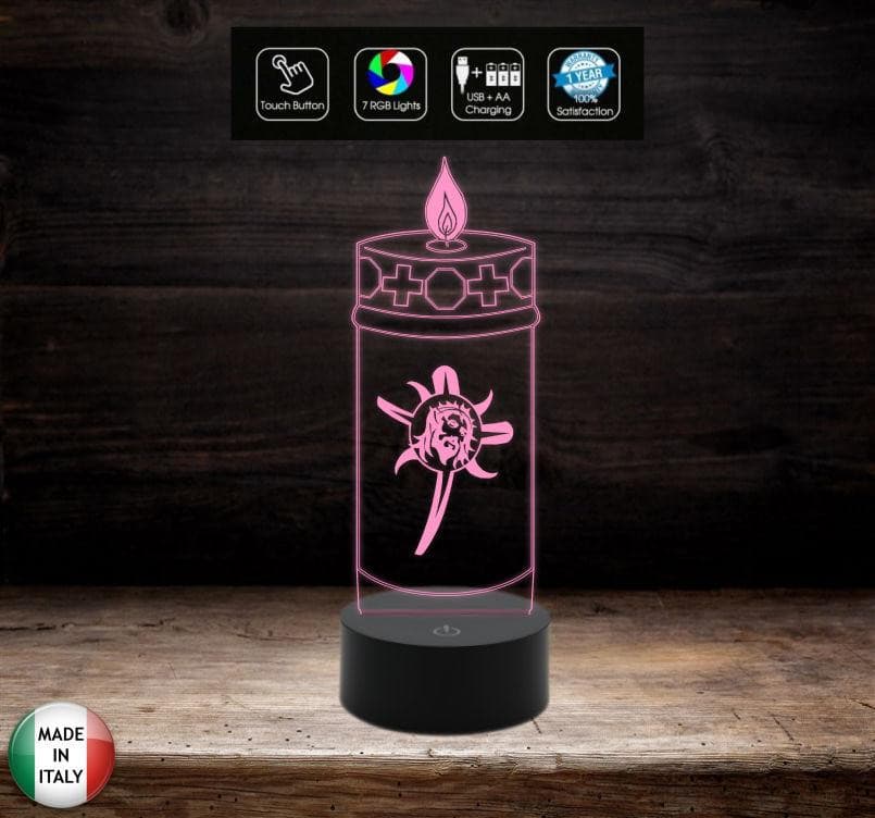 Lampada a led funebre 7 colori funeraria Cero Accessorio per cimitero o casa Lume sacro arte sacra da tavolo - Lampada LED - Funebri