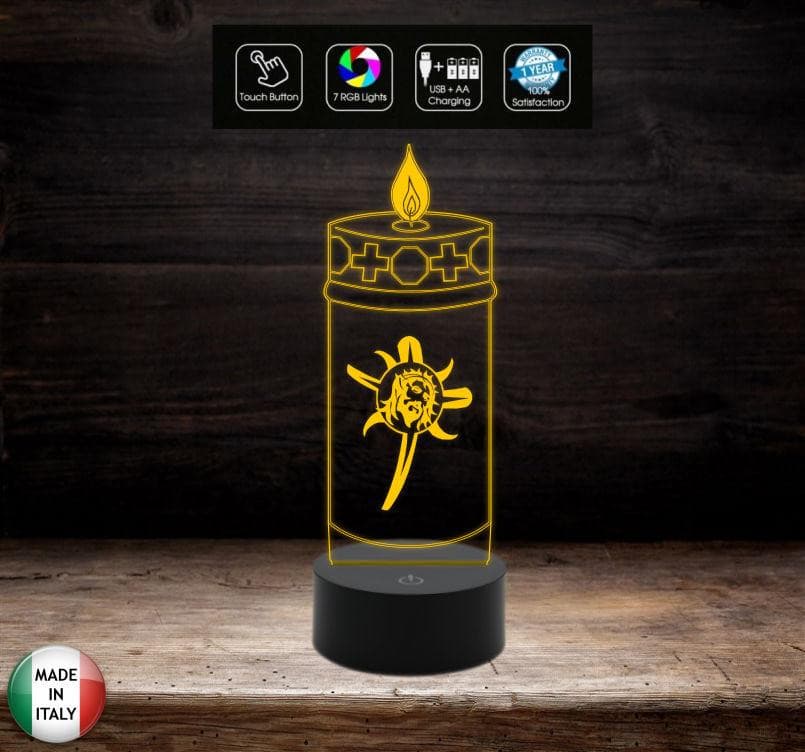 Lampada a led funebre 7 colori funeraria Cero Accessorio per cimitero o casa Lume sacro arte sacra da tavolo - Lampada LED - Funebri