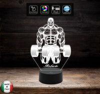 Lampada bodybuilding Culturismo bodybuilder Idea regalo compleanno inaugurazione palestra 7 colori a led con nome personalizzabile