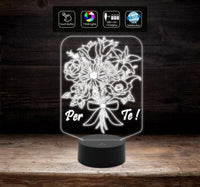 Lampada led 7 colori da tavolo o scrivania Idea Regalo originale Promessa di matrimonio Wedding MAZZO DI FIORI + scritta addobbo casa home - Lampada LED - Amore - Sentimentali