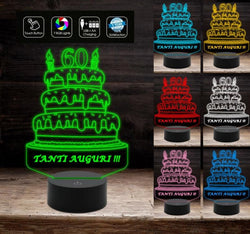 Lampada led 7 colori selezionabili torta BUON COMPLEANNO personalizzata con numero AUGURI Idea regalo originale Cake Decorazione casa negozio - Lampada LED - Compleanni