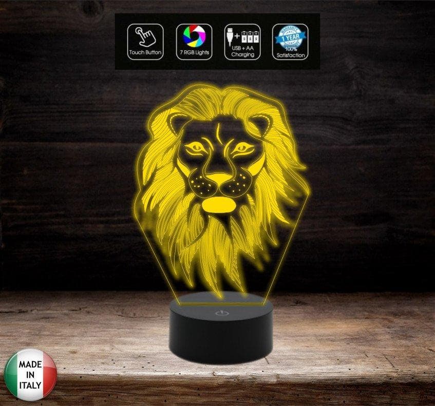 Lampada led LEONE 7 colori selezionabili con touch Luce decorativa da casa negozio ufficio Idea regalo originale per tutti gli appassionati - Lampada LED - Varie