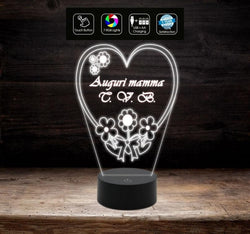 Lampada led da casa o ufficio 7 Colori CUORE con fiori personalizzata FESTA DELLA MAMMA Arredo decorazione casa HOME Luce da notte - Lampada LED - Festa della mamma