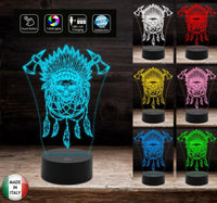 Lampada led da tavolo TESCHIO INDIANO Tatoo disegno tribale Idea regalo originale compleanno Scegli fino a 7 colori con touch Decorazione casa negozio - Lampada LED - Varie