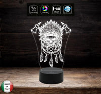 Lampada led da tavolo TESCHIO INDIANO Tatoo disegno tribale Idea regalo originale compleanno Scegli fino a 7 colori con touch Decorazione casa negozio - Lampada LED - Varie
