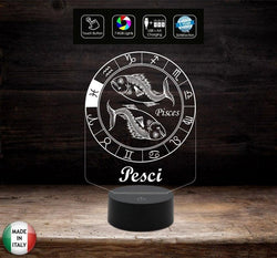 Lampada led segno zodiacale PESCI Idea REGALO compleanno Natale 7 colori selezionabili con touch Luce da camera o scrivania - Lampada LED - Segno zodiacale
