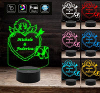 Lampada luce led Cupido PERSONALIZZABILE con nomi iniziali data San Valentino Love Regalo unico ed originale anniversario compleanno Luce notturna - Lampada LED - San Valentino