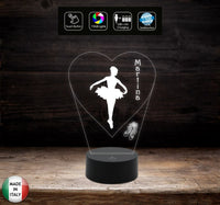 Regalo ballerina Lampada led 7 colori selezionabili DANZA personalizzabile con nome Luce da notte