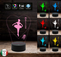 Regalo ballerina Lampada led 7 colori selezionabili DANZA personalizzabile con nome Luce da notte