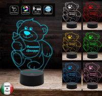 Luce da notte bambini Lampada led personalizzata 7 colori selezionabili ORSETTO con BIBERON idea regalo nascita Cambia colore con Touch Switch - Lampada LED - Nascita - Per bambini