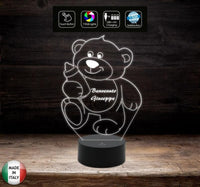 Luce da notte bambini Lampada led personalizzata 7 colori selezionabili ORSETTO con BIBERON idea regalo nascita Cambia colore con Touch Switch - Lampada LED - Nascita - Per bambini