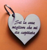 PORTACHIAVE  CUORE in legno e scritta personalizzata Regalo Compleanno San Valentino Natale Love amore ORIGINALE - Articolo in legno - Portachiavi