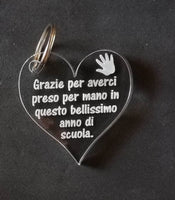 PORTACHIAVE cuore in plexiglass Idea REGALO maestro PORTACHIAVE Originale e personalizzabile con frase maestra - Articolo in Plexiglass - Portachiavi