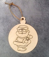 Palla di Natale in legno con incisione Babbo Natale Decorazione Addobbo albero - Articolo in legno - Decorazioni natalizie