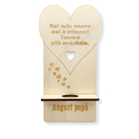 PORTACELLULARE uomo CUORE da tavolo in legno personalizzabile FESTA DEL PAPA’ Regalo compleanno Porta cellulari originali
