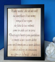 Preghiera PADRE NOSTRO incisa sul legno con cornice nera da appoggio IDEA REGALO - Articolo in legno - Articoli vari