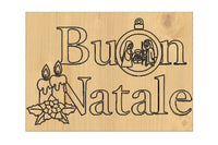 QUADRO in legno con INCISIONE BUON NATALE con cero e palla Idea regalo casa - Articolo in legno - Targhette decorative