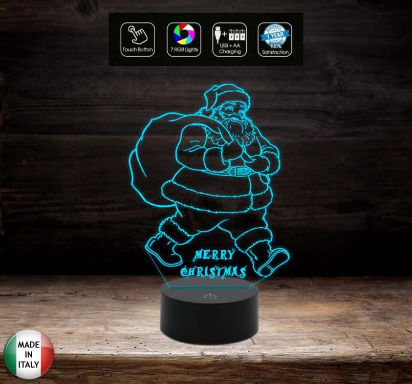 Regalo di Natale LAMPADA LED 7 colori Babbo Natale  Arredo decorazione casa home Addobbo natalizio Luce da notte MARRY CHRISTMAS - Lampada LED - Natale