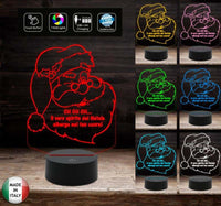 Regalo di Natale originale LAMPADA LED 7 colori Babbo Natale con frase personalizzata Arredo decorazione casa home Addobbo natalizio Luce da notte - Lampada LED - Natale