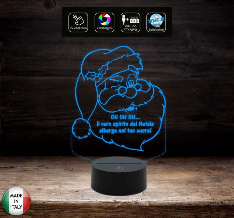 Regalo di Natale originale LAMPADA LED 7 colori Babbo Natale con frase personalizzata Arredo decorazione casa home Addobbo natalizio Luce da notte - Lampada LED - Natale