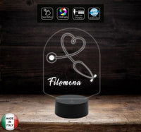 Regalo originale LAUREA Natale medico dottore dottoressa Lampada led STETOSCOPIO personalizzabile con nome Luce led 7 colori selezionabili con touch - Lampada LED - Varie