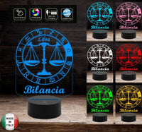 SEGNO ZODIACALE  BILANCIA Lampada a led 7 colori selezionabili  Idea regalo personalizzata da tavolo o scrivania ASTROLOGIA Luce da notte - Lampada LED - Segno zodiacale