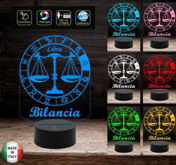 SEGNO ZODIACALE  BILANCIA Lampada a led 7 colori selezionabili  Idea regalo personalizzata da tavolo o scrivania ASTROLOGIA Luce da notte - Lampada LED - Segno zodiacale