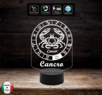 SEGNO ZODIACALE CANCRO Lampada a led Luce da notte Idea regalo compleanno originale da tavolo o scrivania ASTROLOGIA 7colori selezionabili - Lampada LED - Segno zodiacale