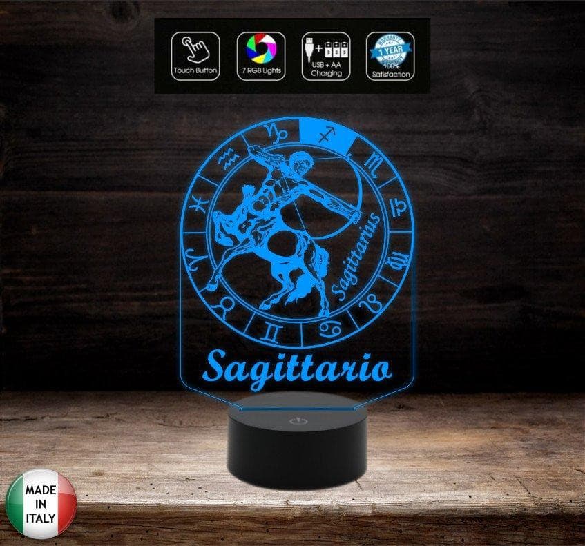 SEGNO ZODIACALE  SAGITTARIO Lampada a led 7 colori selezionabili con touch Idea regalo originale e personalizzabile da tavolo o scrivania - Lampada LED - Segno zodiacale