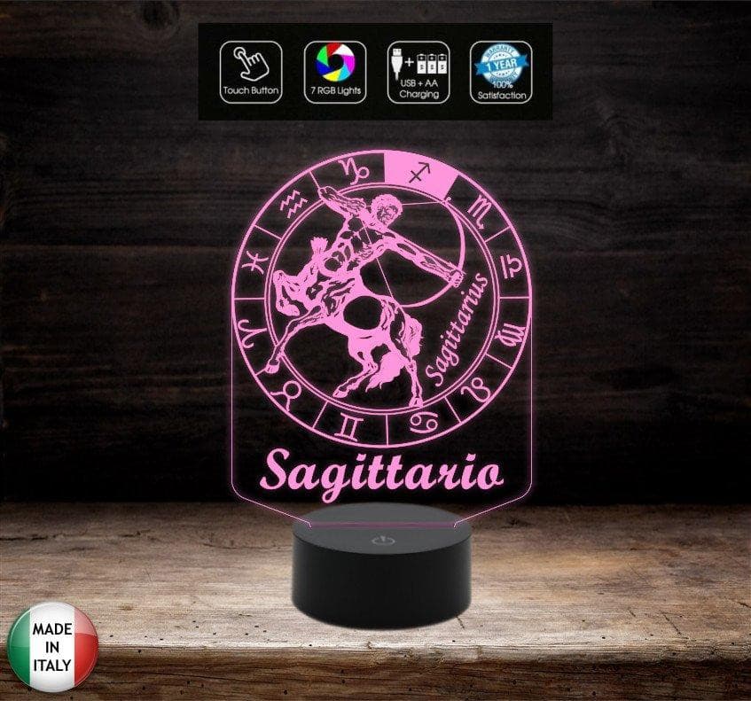 SEGNO ZODIACALE  SAGITTARIO Lampada a led 7 colori selezionabili con touch Idea regalo originale e personalizzabile da tavolo o scrivania - Lampada LED - Segno zodiacale