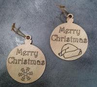 SET 2 PALLE di NATALE in legno con INCISIONE NATALIZIA decorazione casa REGALO - Articolo in legno - Decorazioni natalizie