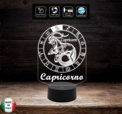 Segno zodiacale CAPRICORNO Lampada led 7 colori selezionabili a batterie o cavo usb Da scrivania Idea regalo compleanno Natale - Lampada LED - Segno zodiacale