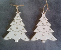 Set 2 Decorazioni di NATALE in legno Forma albero da appendere Addobbo casa - Articolo in legno - Decorazioni natalizie