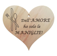 TARGHETTA DECORATIVA legno CUORE Accessorio cucina divertente Regalo originale - Articolo in legno - Targhette decorative