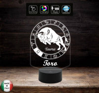 TORO Lampada a led  7 colori SEGNO ZODIACALE  Luce da notte  Idea regalo compleanno originale da tavolo o scrivania ASTROLOGIA Illuminazione - Lampada LED - Segno zodiacale