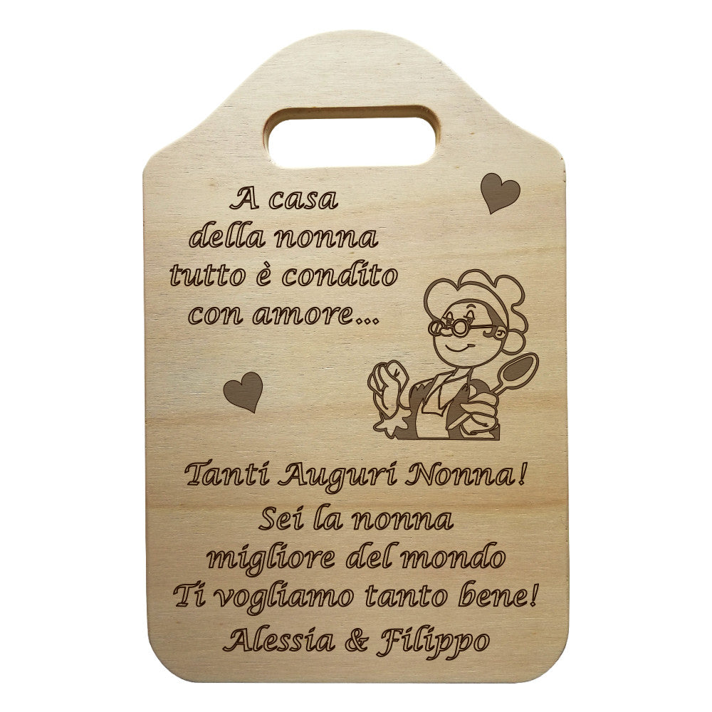 TAGLIERE decorativo IDEA REGALO nonna con frase personalizzata MISURA 30X20 CM