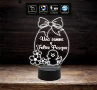 UOVO DI PASQUA con pulcino fiori e frase personalizzata IDEA REGALO originale Lampada a led 7 colori selezionabili Cambia colore con Touch Switch - Lampada LED - Pasqua