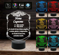 Arte sacra LAMPADA FUNERARIA FUNEBRE led 7 colori personalizzata luce sacra per cimitero o casa con alimentatore e cavetto usb - Lampada LED - Funebri