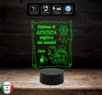 Idea regalo originale per ESTETISTA Lampada led Diploma personalizzabile con nome