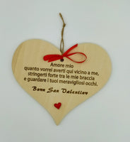 Cuore in legno da appendere Idea Regalo originale SAN VALENTINO Targhetta decorativa casa