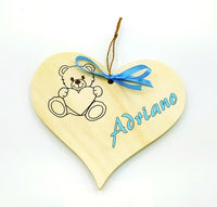 CUORE in legno con nome personalizzabile IDEA REGALO Cameretta bambini Nascita bambino