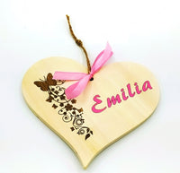 CUORE in legno con nome personalizzabile IDEA REGALO Cameretta bambini Nascita bambina