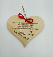 CUORE Targhetta in legno da appendere Regalo originale SAN VALENTINO personalizzabile con frase