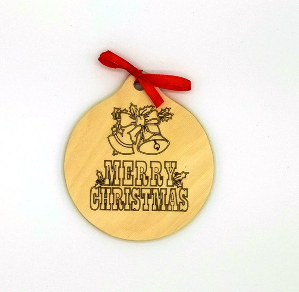 PALLA di NATALE in legno Decorazione natalizia Addobbo albero originale Merry Christmas