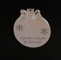 Regalo personalizzato di Natale per nascita neonata neonato Decorazione albero Argento specchiato - Articolo in Plexiglass - Decorazioni natalizie