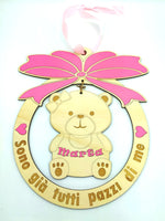 FUORIPORTA nascita bambina Orsacchiotto personalizzabile con nome Decorazione originale in legno