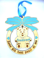 FUORIPORTA nascita bambino Orsacchiotto personalizzabile con nome Decorazione originale in legno